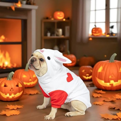 NACOCO Halloween Rabbit Dog Costume - Pet Christmas New Year Hoodie Warm Party Coat Outfit for Small and Medium Cat Dog Clothes(Red Rabbit,S) - Image 5