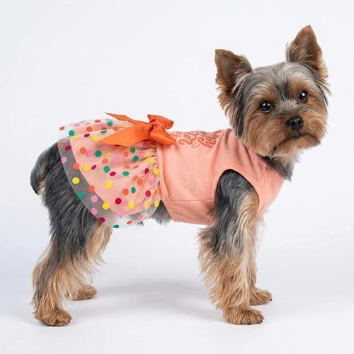 Fitwarm Happy Easter Day Dog Dress 100% Cotton Girl Dog Clothes Easter Bunny Dogs Dresses Pet Apparel Doggie Tutu with Bowknot Cat Clothing Puppy Dresses Doggy Costume Attire Orange XX-Small - Image 5