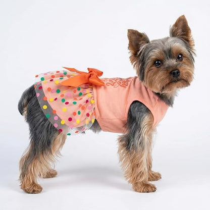 Fitwarm Happy Easter Day Dog Dress 100% Cotton Girl Dog Clothes Easter Bunny Dogs Dresses Pet Apparel Doggie Tutu with Bowknot Cat Clothing Puppy Dresses Doggy Costume Attire Orange XX-Small - Image 5