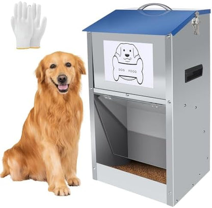 Automatic Dog Feeder,Galvanized Metal Pet Food Station for Indoor & Outdoor Use,50LBS Capacity Automatic Food Dispenser for Small, Medium, and Large Dog