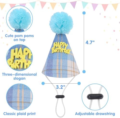 SCENEREAL Dog Birthday Bandana Hat Set, Puppy Birthday Party Supplies for Boys Dogs, Pet Birthday Scarf Outfit with Sign Banner and Balloons for Small Medium Large Dogs - Image 4
