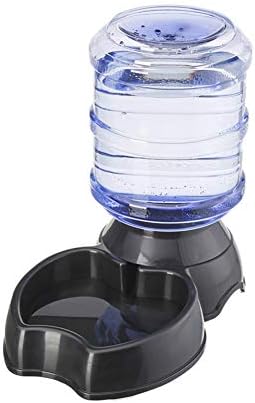 Dog Cat Large Automatic Feeder Bowl Food Water Dispenser Non-Spill Pet Container Flatware 3.8L - Black for Water Apple