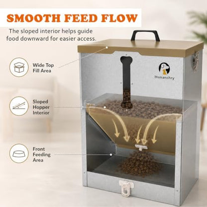 60 lb Automatic Dog Feeder Outdoor Gravity Feeder for Large Dogs