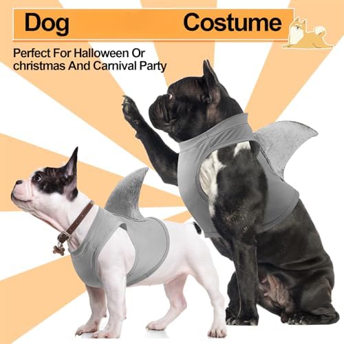 2 Pcs Halloween Dog Shark Costumes Fish Fin Dogs Costume, Medium - Image 3