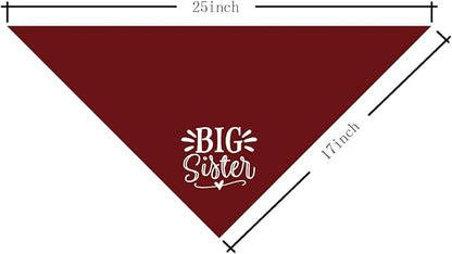 Big Sister Bandana for Dogs, Dog Pregnancy Announcement, Dark Red Dog Bandana, Pet Bandana for Small Medium Large Dogs (M)