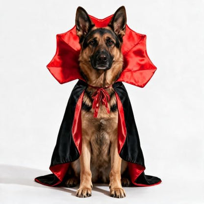 Halloween Dog Vampire Cloak Costume for Large XL Dogs, Black Red by PWEITUOET