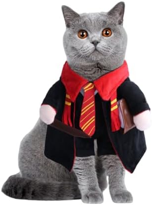DELIFUR Dog Halloween Wizard Costume - Pet Adorable Fantacy Clothes Cat Cosplay Holiday Apparel Dress Up for Small Medium Dog Funny Outfit Adjustable (Wizard, X-Small) by DELIFUR