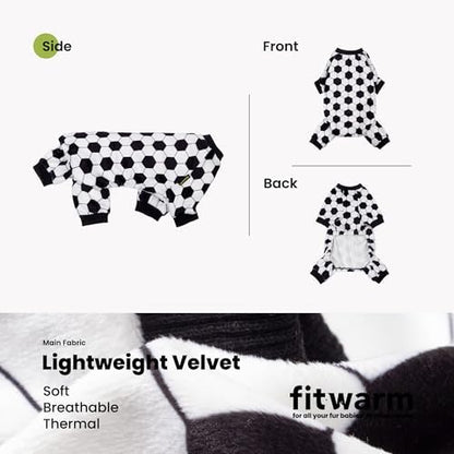 Fitwarm Soccer Dog Fleece Pajamas, Cozy Winter Clothes for Small Dogs Boy Girl, Funny Pet Clothes, Black, White, XS - Image 3