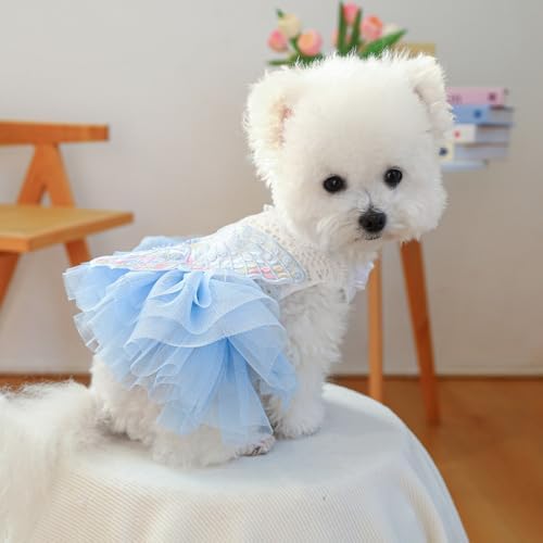 Fashion Sweet Puppy Dog Blingbling Princess Skirt Pet Dog Lace Cake Camisole Tutu Dress B-Light Blue XL - Image 6