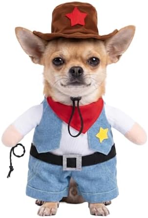 Funny Cowboy Jockey Rider Dog Costume, Beagle Halloween Oktoberfest Outfit - Brown Suit for Small Dogs and Cats(Small) by Unknown