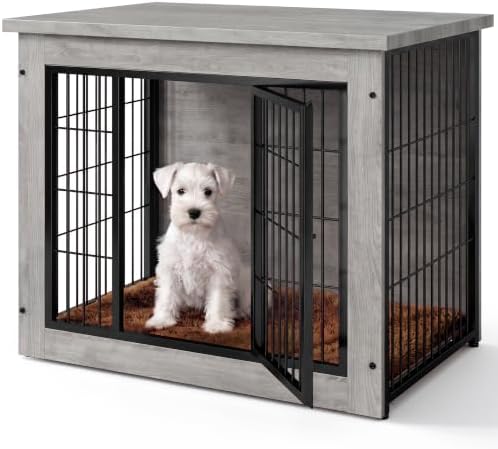 Greesum 3-in-1 Wooden Dog Crate Furniture, Side Table & Kennel with Cushion