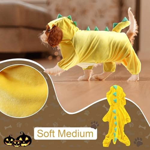 NACOCO Halloween Dog Dinosaur Costume - Pet Clothes Design Hoodie Yellow for Medium & Large Dog(Yellow, 4XL) - Image 4