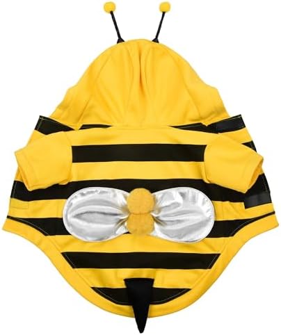 Relibeauty Dog Bee Costume, Cute Cat Bumblebee Outfit with Cap and Wings for Halloween Themed Party, Yellow, M - Image 7