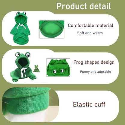 ANIAC Funny Pet Clothes for Small Dog Cat Girl Male Puppy Hoodies Warm Dogs Sweatshirt Coat with Eye Hood Fall Cat Apparel Christmas Halloween Outfit Dog Frog Costume (Green, X-Small) - Image 3