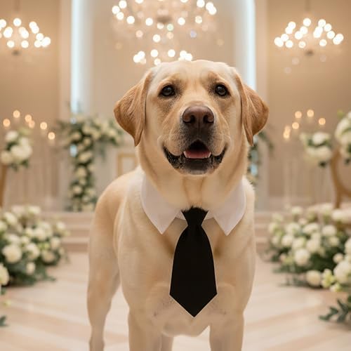 ADOGGYGO Dog Neck Tie Collar, Wedding Dog Tuxedo, Black, Large - Image 4