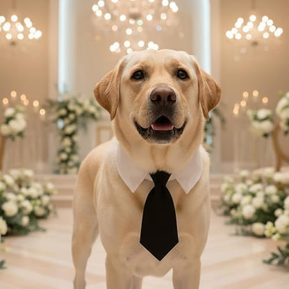 ADOGGYGO Dog Neck Tie Collar, Wedding Dog Tuxedo, Black, Large - Image 4