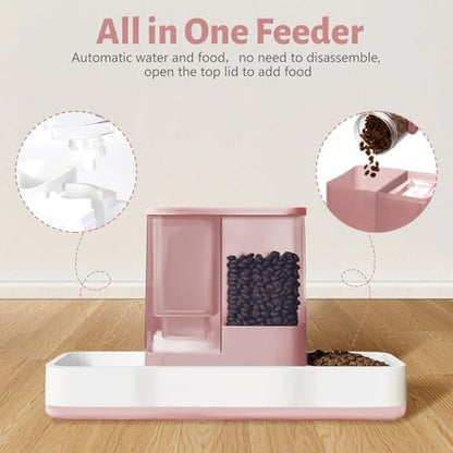 Yummy Sam Automatic Small Pet Feeder and Water Dispenser, Pink
