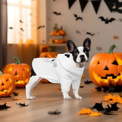 NACOCO Halloween Ghost Dog Costume - Pet Christmas New Year Hoodie Warm Party Coat Outfit for Small and Medium Cat Dog Clothes(White Ghost,XL) - Image 5