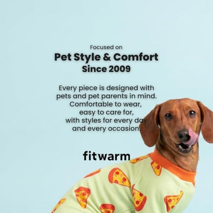 Fitwarm Pizza Dog Fleece Pajamas, Funny Cozy Clothes for Small Dogs Boy Girl, Soft Pet Onesie, Light Green, Orange, XXL - Image 5
