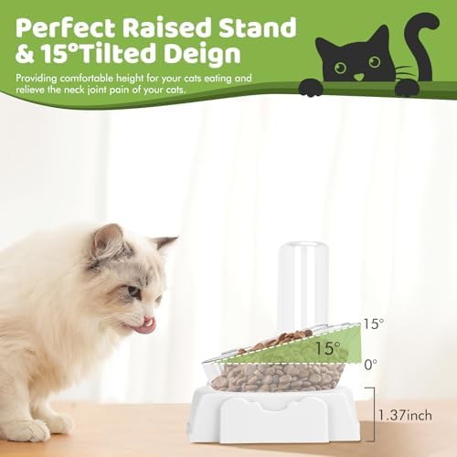 Yummy Sam 15° Tilted 4 in 1 Raised Four Cat Dishes for Food and Water