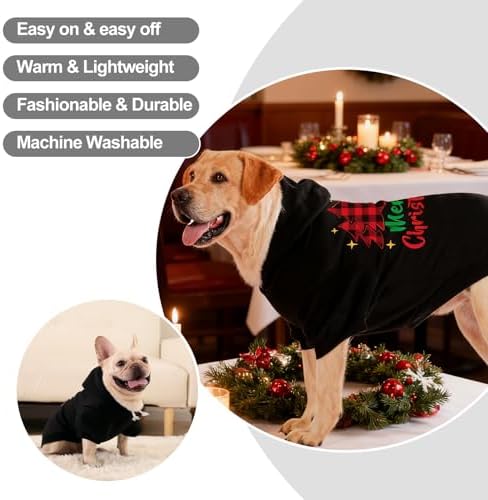 EXPAWLORER Dog Hoodies for Small Medium Large Dogs,Christmas Theme Black L - Image 6
