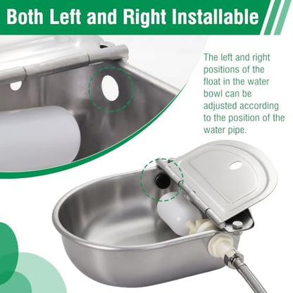 Stainless Steel Automatic Livestock Waterer with Float Valve & Water Hose