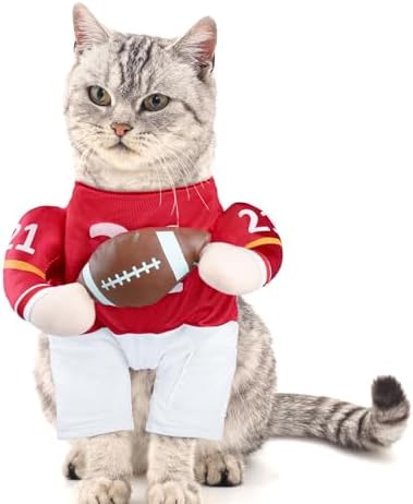 DELIFUR Football Player Dog Costume - Adjustable Funny Halloween Costume for Cat and Puppy (Football, X-Small) by DELIFUR