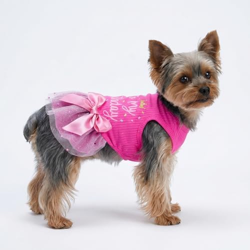 Fitwarm It's My Birthday Dog Dress - Pink, Small Dog Girl's Funny Birthday Dress with Bowknot - Image 5
