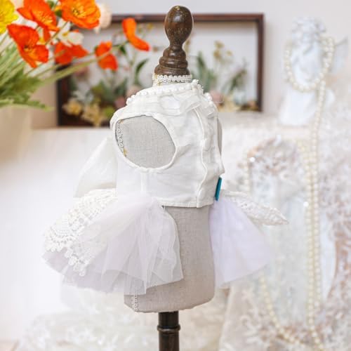 Fashion Sweet Puppy Dog Blingbling Princess Skirt Pet Dog Lace Cake Camisole Tutu Dress E-White-1 S - Image 5