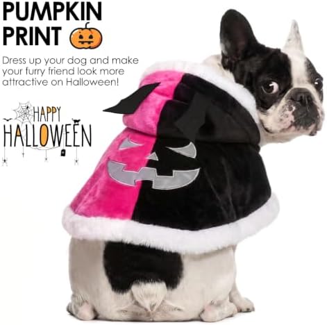 AOFITEE Dog Halloween Costumes Flannel Dog Cape with Funny Pumpkin Print, L - Image 3