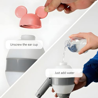 NACOCO Pet Standing Water Dispenser - Cat Dog Standing Bowl with Detachable Pole Automatically Feeding Water Height Adjustable(Grey-Pink Ear)
