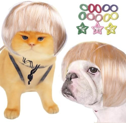 Funny Pet Wig – DIY Haircut & Adjustable Fit – Cat & Dog Costume for Halloween, Party, Photo Shoots – 3D Natural Look – Fits 5kg-50kg Pets by Lamiaraga