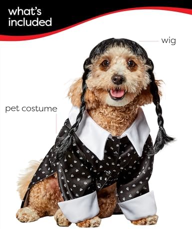 Rubies at Party City Wednesday TV Series: Wednesday Addams Pet Costume for for Dogs or Cats, Small - Image 2
