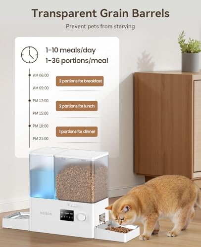ROJECO Automatic Cat Feeder and Water Dispenser,2.4G WiFi Control Feeding