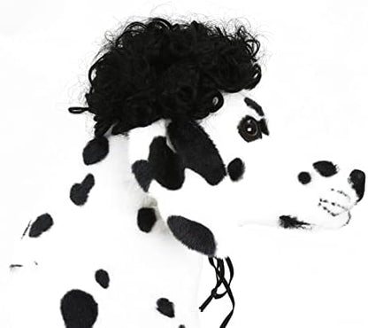 pet k9 Funny Dog Cat Cosplay Wig, Pet Costumes, Cat Dress up for Halloween, Christmas, Parties, Festivals, Dog Wigs for Small Medium and Large Sized Dogs (Black Curly Hair) - Image 5