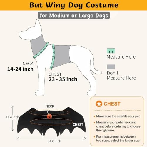 Large Dog Halloween Costumes, Adjustable Pet Dog Bat Wings Costume with Pumpkin Bell & Leash for Large Dogs Halloween Cosplay Party Dress Up（L） - Image 5