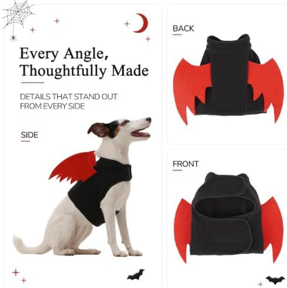 PUMYPOREITY Dog Halloween Costume with Bat Wings, Fleece Pet Outfit - Image 2