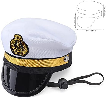 Yewong Pet Captain Sailors Costume Set Dog Cat Sea Captain Hat with Pet Anchor Triangle Bibs Scarf for Cat Puppy Navy Halloween Cosplay Costume Accessories Photo Props (White-B) - Image 6