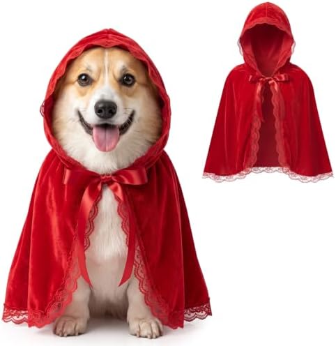 Haysandy Red Riding Hood Costume for Dog Pet Red Hooded Velvet Cloak, L by Haysandy