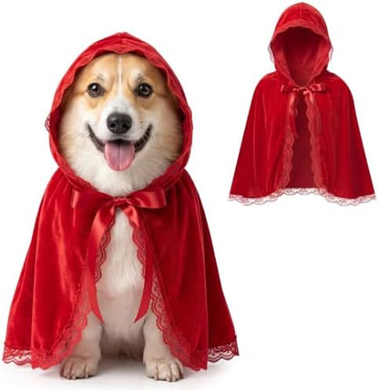 Haysandy Red Riding Hood Costume for Dog Pet Red Hooded Velvet Cloak, L by Haysandy