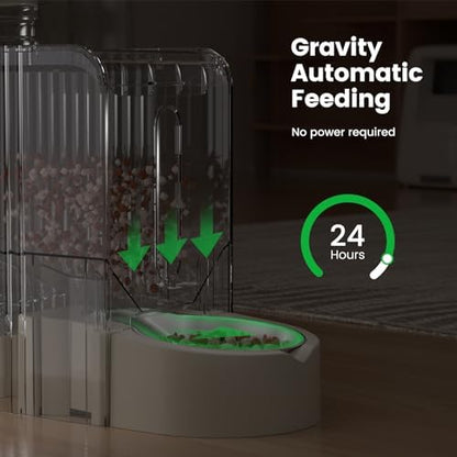 Gravity Automatic Cat Feeder, Water & Food Dispenser Set, Stainless Bowls