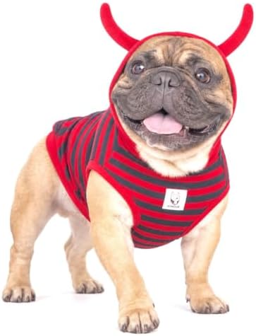 iChoue French Bulldog Halloween Costume Clothes Outfits Red Devil Ant, M by IAMAFRENCHIE