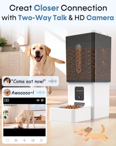12L Automatic Dog Feeder with Camera for Large Dogs, WiFi App Control, 2-Way Audio