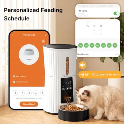 NEWBULIG Automatic Cat Feeder 2.4G WiFi Timed 4L Small Dog Food Dispenser