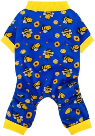 Paiaite Dog Pajamas Onesie: Comfortable Four-Legged Apparel for Small, Medium, & Large Dogs, Polyester Material for Comfort, Wrinkle Resistance, Moisture Wicking, Stretchiness Cute Bee Blue S by Paiaite