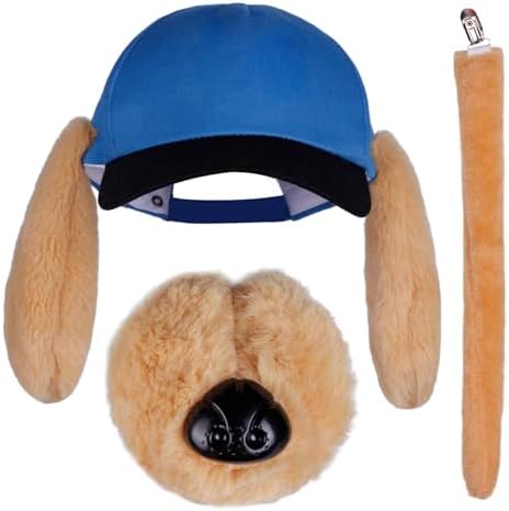 Dog Hero Hat Costume Kit, Include Dog Ears Cap, Dog Nose for Kids Men Women Halloween Cosplay Back to School Dress Up Blue by ENBOFID