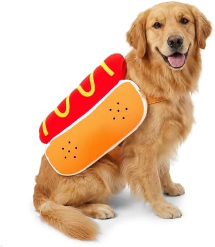 Hot Dog Costume for Dogs, Funny Hot Dog Dog Costume with Adjustable Fit, Cute Pet Halloween Costume for X-Large Dogs, Dog Costume for Halloween Party Cosplay by JOJFOUK