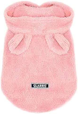 Easter Dog & Cat Outfit - Bunny Ears Hoodies, Fleece Puppy Clothes, Warm Dog Sweatshirt & Cat Costume (Large, Pink) by Anelekor