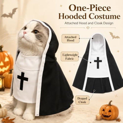 MANON ROSA Cat Halloween Costume, Funny Nun Dress for Cats & Small Dogs, M - Image 7