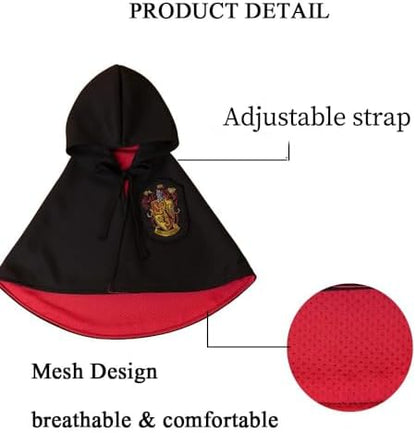 Dog Halloween Magician Costume Set, Cat Wizard Cloak with Hood, Tie & Glasses, Pet Cosplay Outfit for Halloween Party, Puppy Witch Costume for Small Dogs (Red and Black, Small) - Image 4